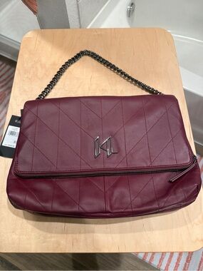 Karl Lagerfeld Paris Lavande leather quilted crossbody Wine
